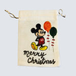 Load image into Gallery viewer, Hand-painted Christmas Gift Pouch - Medium 13x18 cm Cotton Linen Bag with Drawstring

