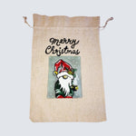 Load image into Gallery viewer, Hand-painted Christmas Gift Pouch - Large 19x28.5 cm Cotton Linen Bag with Drawstring

