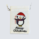 Load image into Gallery viewer, Hand-painted Christmas Gift Pouch - Medium 13x18 cm Cotton Linen Bag with Drawstring
