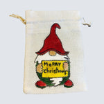 Load image into Gallery viewer, Hand-painted Christmas Gift Pouch - Small 10x14 cm Cotton Linen Bag with Drawstring
