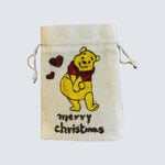 Load image into Gallery viewer, Hand-painted Christmas Gift Pouch - Small 10x14 cm Cotton Linen Bag with Drawstring
