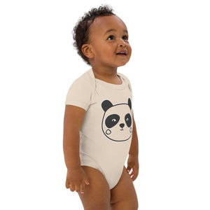 Happy Panda Style Art Organic Cotton Baby Bodysuit Eco-Friendly & Cute