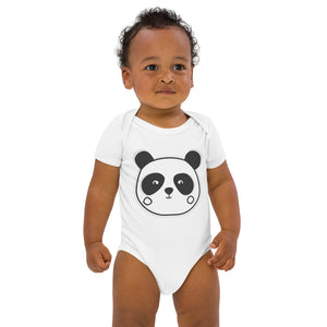 Happy Panda Style Art Organic Cotton Baby Bodysuit Eco-Friendly & Cute