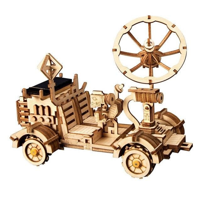 Robotime 3D Wooden Assembly Space Hunting Solar Energy Car Toys