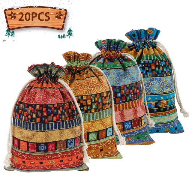 20 pcs Ethnic Style Reusable Eco-friendly Gift Bags