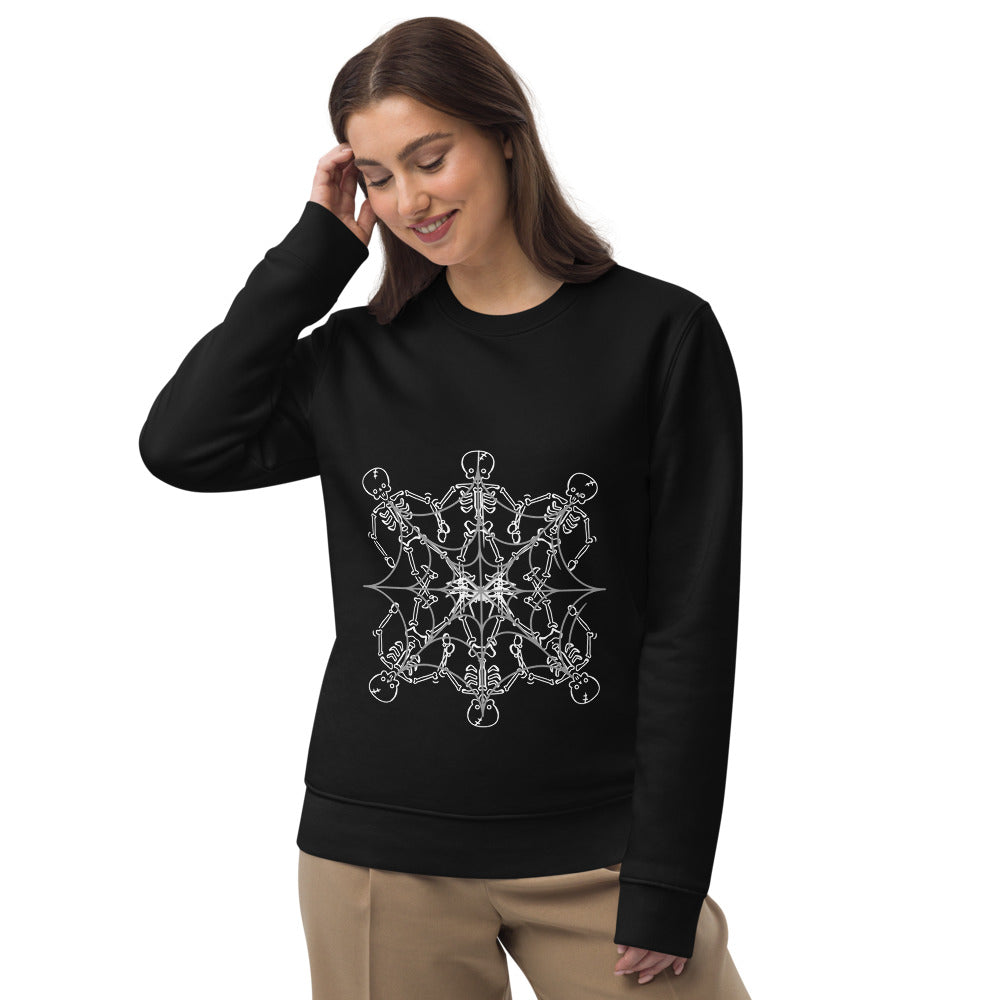 Unisex Halloween Sweatshirt - Skeleton & Spider Web Art by AAUstyle, ECO-Friendly sweatshirts
