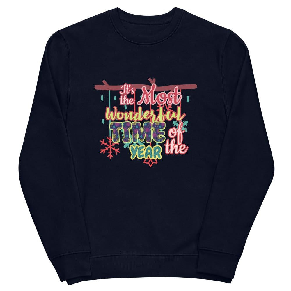 Unisex Eco Sweatshirt 'Most Wonderful Time of the Year' Christmas Style Art by AAUstyle