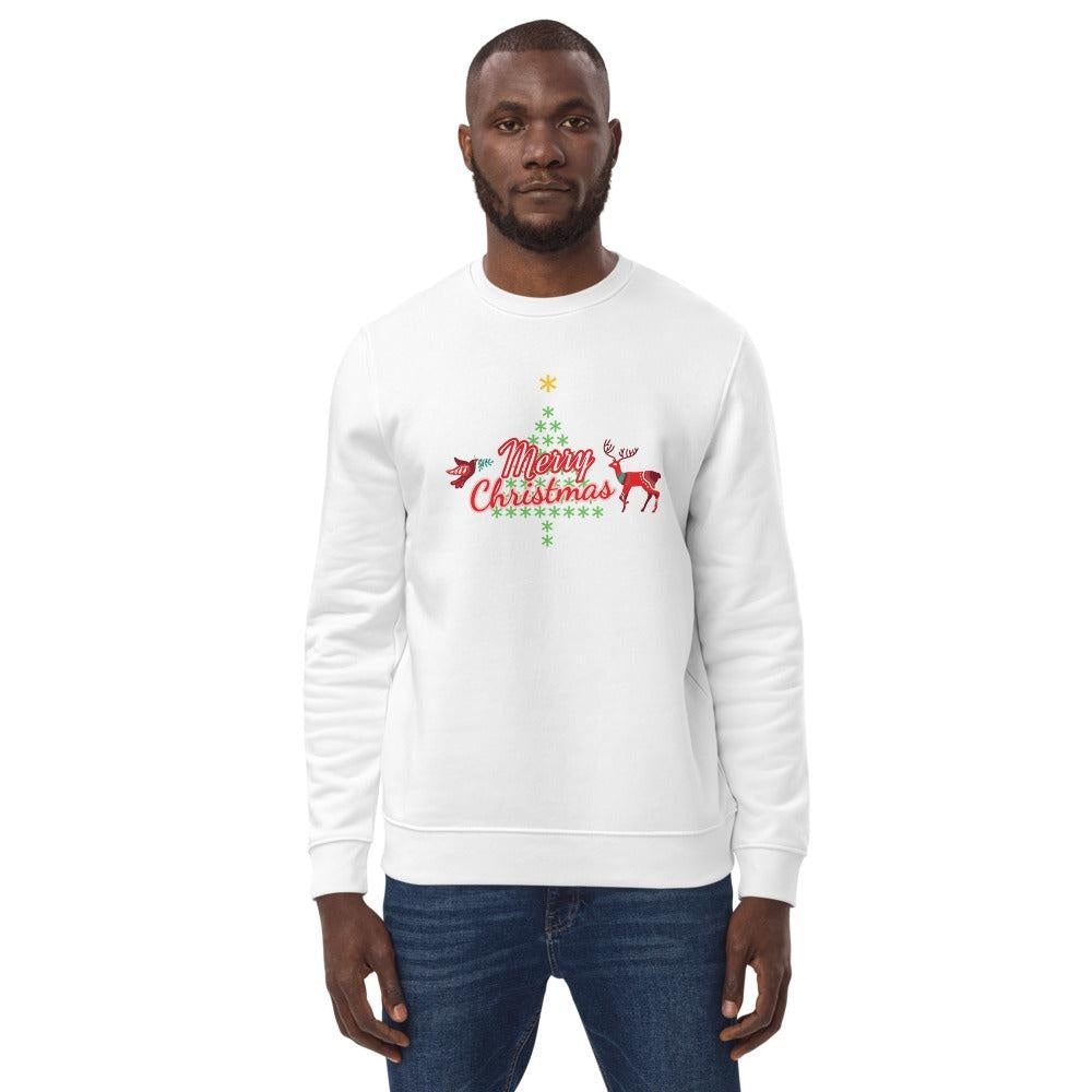 Unisex Eco Sweatshirt Merry Christmas Style Art by AAUstyle