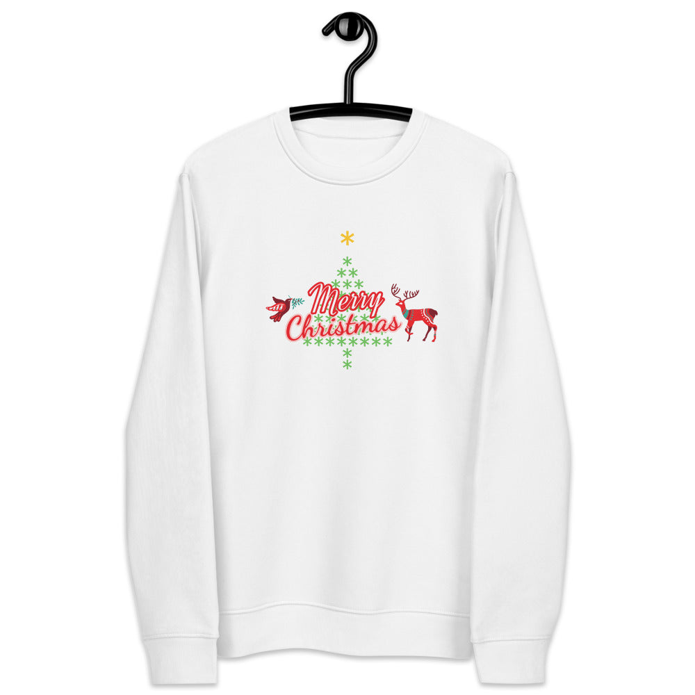 Unisex Eco Sweatshirt Merry Christmas Style Art by AAUstyle