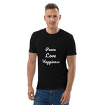 Load image into Gallery viewer, PEACE LOVE HAPPINESS Unisex organic cotton t-shirt
