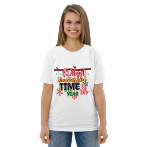 Unisex organic cotton T-shirt Christmas Style Art It's the Most Wonderful time of the Year T-Shirts