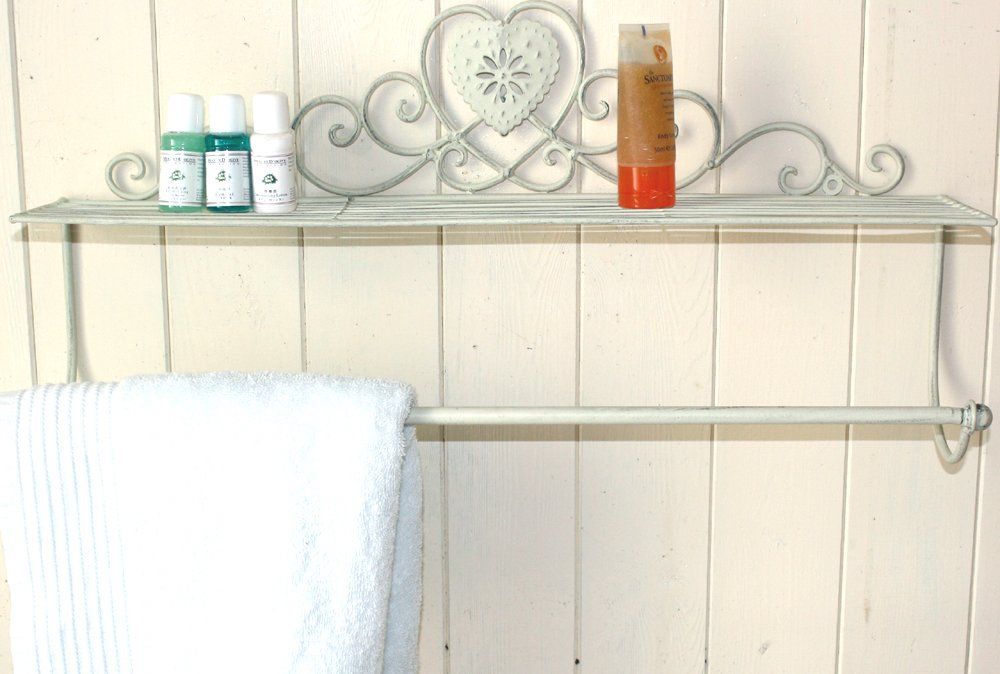 Cream Heart Wall Shelf With Towel Rail