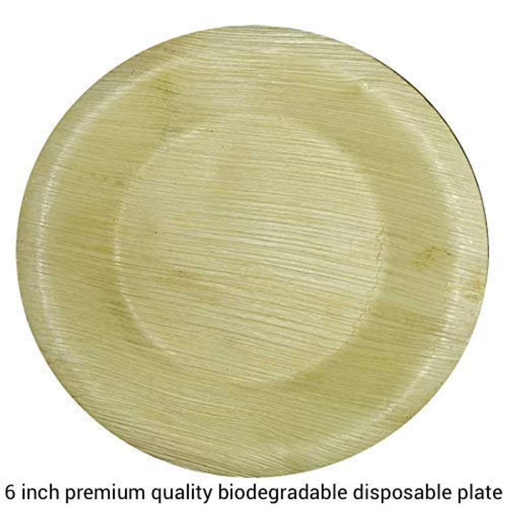 25 Eco Friendly Compostable Disposable Areca Palm Leaf Round Plates - Fast Delivery