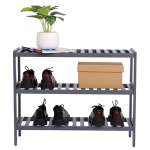 100% Bamboo Shoe Rack Bench, Shoe Storage - Suitable for Entrance Corridor, Bathroom, Living Room And Corridor 70 * 25 * 55 - Grey