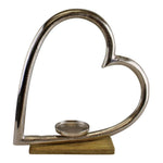 Load image into Gallery viewer, Large Metal Heart Candle Holder With Wooden Base
