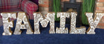 Load image into Gallery viewer, Hand Carved Wooden White Flower Letters Family
