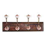 Load image into Gallery viewer, 4 Double Coat Hooks, Kasbah Design on Wooden Base
