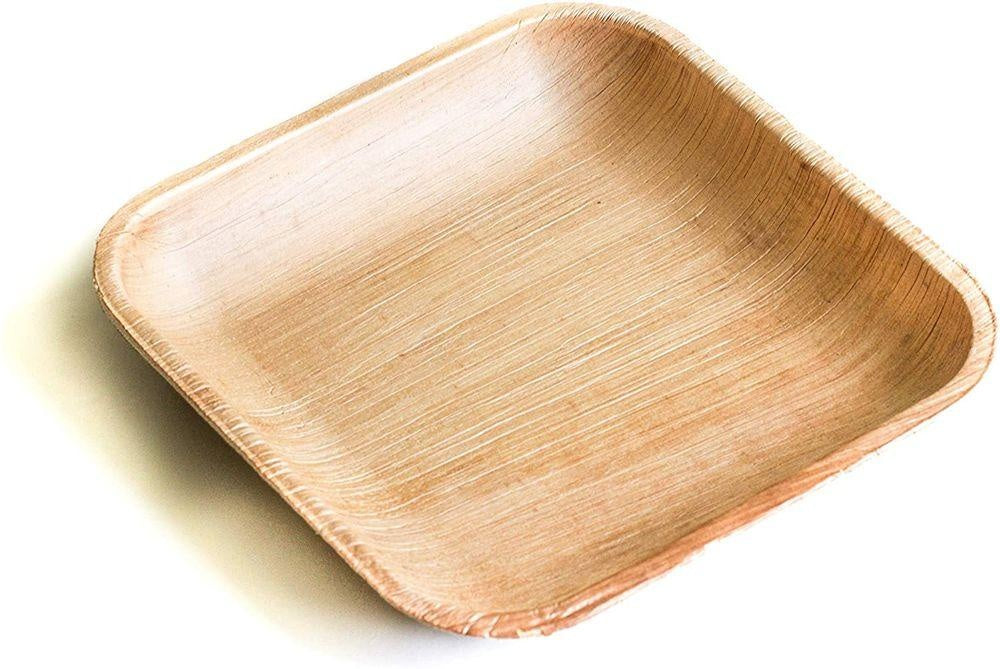 25 Eco Friendly Compostable Disposable Areca Palm Leaf Square Plate - Fast Delivery