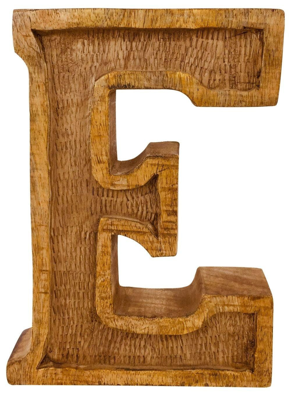 Hand Carved Wooden Embossed Letter E