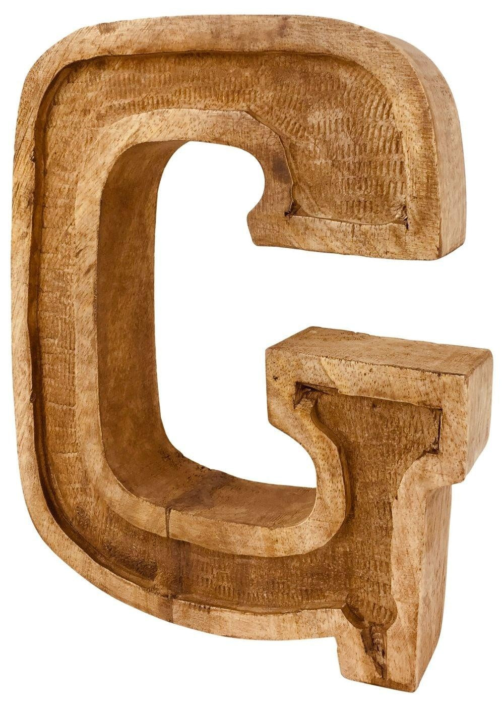 Hand Carved Wooden Embossed Letter G