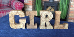 Load image into Gallery viewer, Hand Carved Wooden Flower Letters Girl

