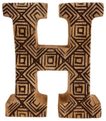 Load image into Gallery viewer, Hand Carved Wooden Geometric Letter H
