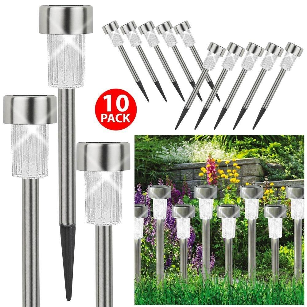 BOX of 10 White Solar Post Lights, Stainless-steel construction