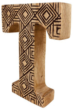 Load image into Gallery viewer, Hand Carved Wooden Geometric Letter T
