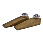 Load image into Gallery viewer, Set Of 2 Wooden Door Wedges With Ceramic Knobs
