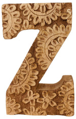 Load image into Gallery viewer, Hand Carved Wooden Flower Letter Z
