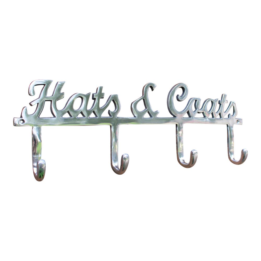 Aluminium Coat & Hat Hooks - Metallic Coat Hanger - 49 cm wide