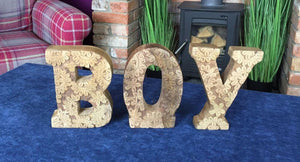 Hand Carved Wooden Flower Letters Boy