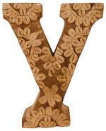 Load image into Gallery viewer, Hand Carved Wooden Flower Letter Y
