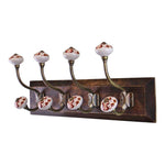 Load image into Gallery viewer, 4 Double Coat Hooks, Kasbah Design on Wooden Base
