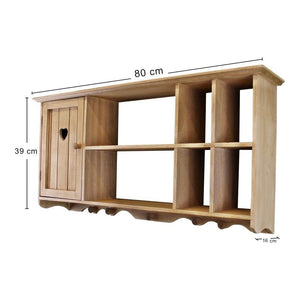 Wooden Wall Hanging Unit With Cupboard & Shelves