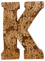 Load image into Gallery viewer, Hand Carved Wooden Flower Letter K
