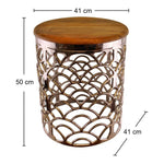 Load image into Gallery viewer, Decorative Silver Metal Side Table With A Wooden Top 50 x 41cm
