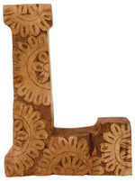 Load image into Gallery viewer, Hand Carved Wooden Flower Letter L
