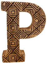 Load image into Gallery viewer, Hand Carved Wooden Geometric Letter P
