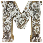Load image into Gallery viewer, Hand Carved Wooden White Flower Letter M
