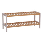 Load image into Gallery viewer, 100% Bamboo Shoe Rack Bench, Shoe Storage, Suitable for Entrance Corridor, Bathroom, Living Room And Corridor 70 * 25 * 33 - Natural and White
