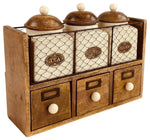 Load image into Gallery viewer, Wooden Cabinet With 3 Jars &amp; Drawers
