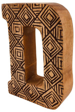 Load image into Gallery viewer, Hand Carved Wooden Geometric Letter D
