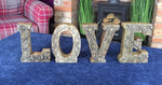 Load image into Gallery viewer, Hand Carved Wooden Geometric Letters Love
