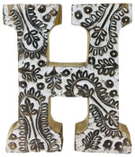 Load image into Gallery viewer, Hand Carved Wooden White Flower Letter H
