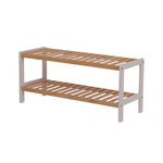 Load image into Gallery viewer, 100% Bamboo Shoe Rack Bench, Shoe Storage, Suitable for Entrance Corridor, Bathroom, Living Room And Corridor 70 * 25 * 33 - Natural and White
