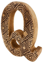 Load image into Gallery viewer, Hand Carved Wooden Geometric Letter Q
