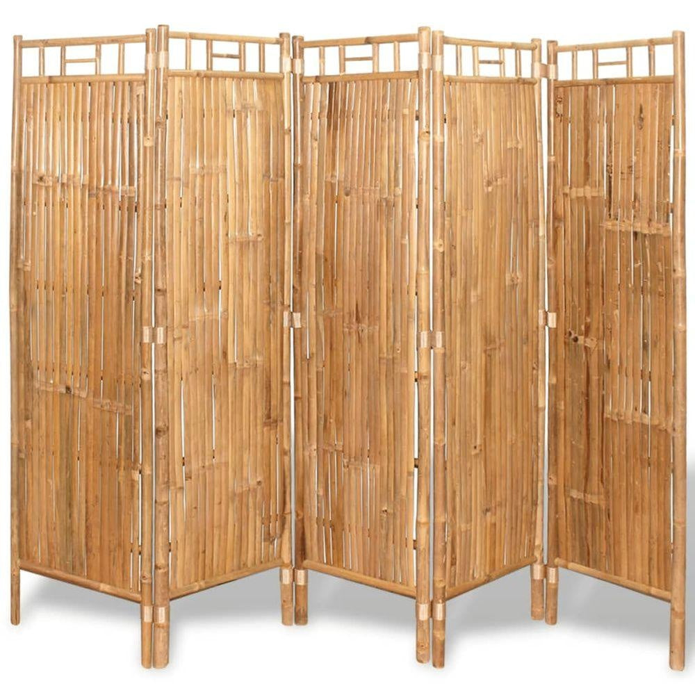 vidaXL 5-Panel Room Divider Bamboo 200x160 cm