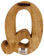 Load image into Gallery viewer, Hand Carved Wooden Geometric Letter Q
