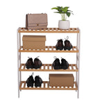 Load image into Gallery viewer, 100% Bamboo Shoe Rack Bench, Shoe Storage, 4-Layer Multi-Functional Cell Shelf suitable for Entrance Corridor, Bathroom - Natural and White
